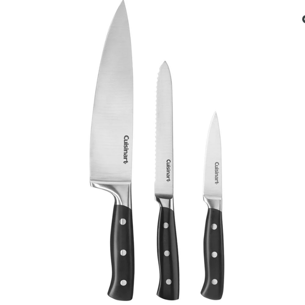 Cuisinart Classic Nitrogen Infused Stainless Steel 3PC Knife Set w/Sleeves